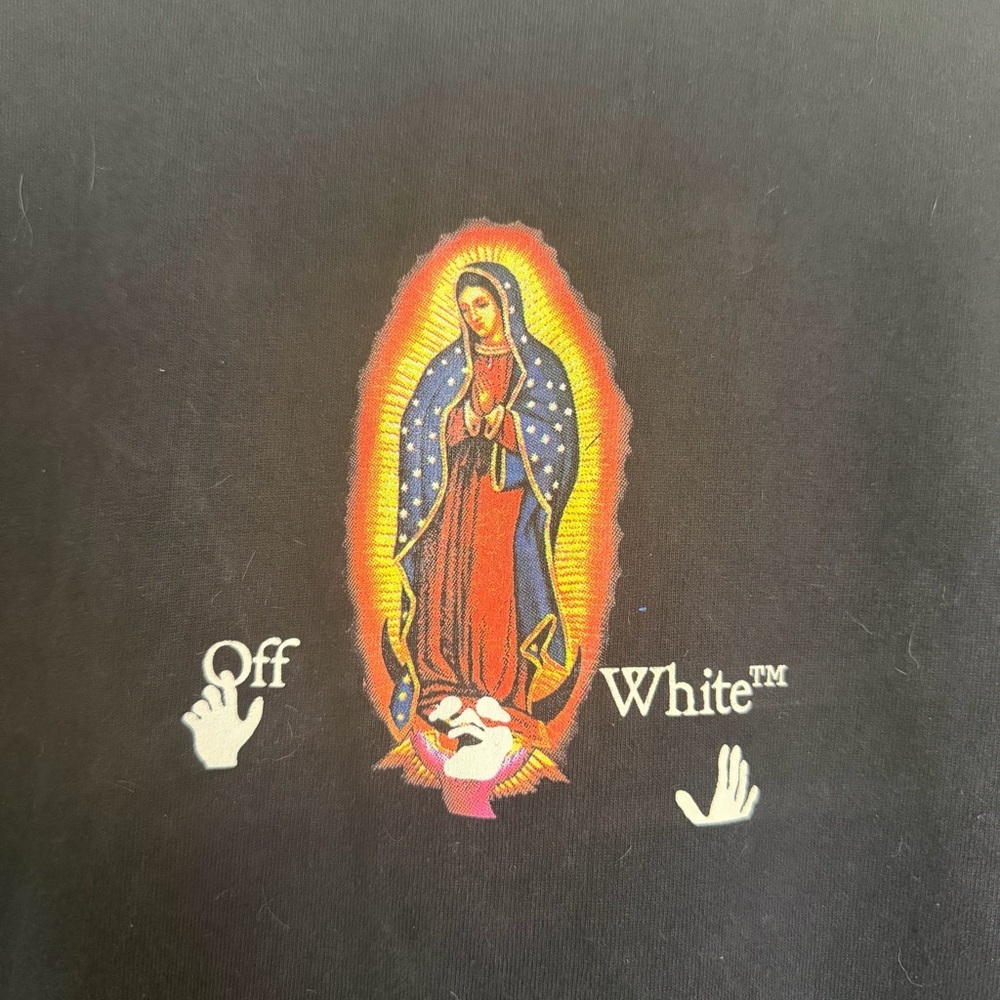 OFF WHITE Our Lady of Guadalupe Graphic Black T-Shirt Medium - Picture 5 of 8